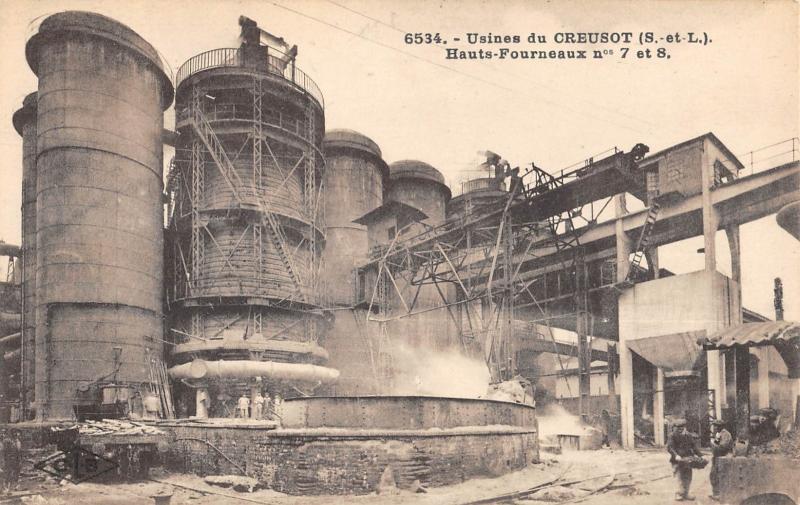 Carte postale ancienne Usines Du Creusot - Hauts Fourneaux N°7 Et 8
