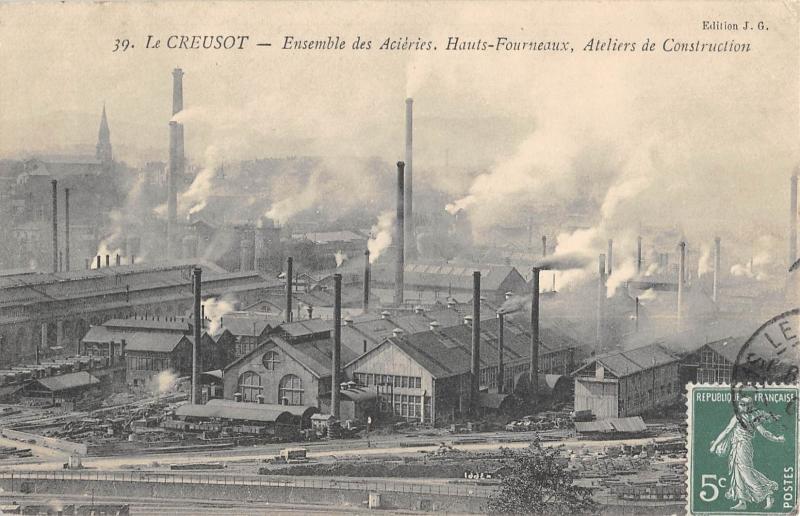 Carte postale ancienne Le Creusot - Ensemble Des Acieries - Hauts Fourneaux - Ateliers De Constr au Creusot