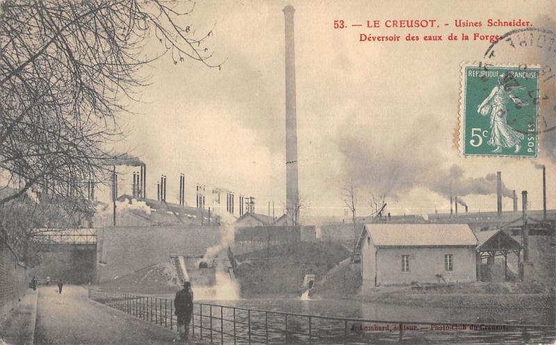 Carte postale ancienne Le Creusot - Usines Schneider - Deversoir Des Eaux De La Forge au Creusot