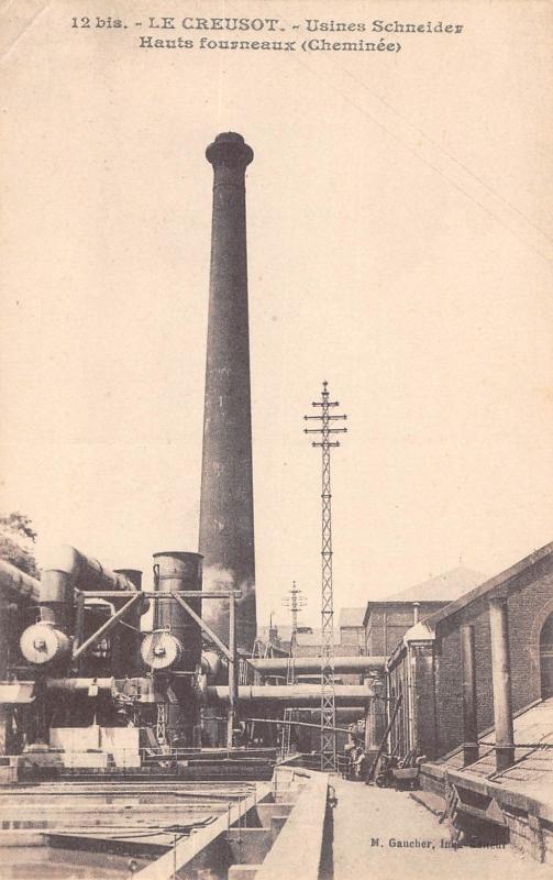 Carte postale ancienne Le Creusot - Usines Schneider - Hauts Fourneaux - Cheminee au Creusot