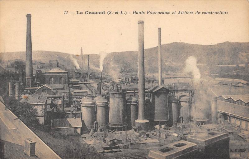 Carte postale ancienne Le Creusot - Hauts Fourneaux Et Ateliers De Construction au Creusot