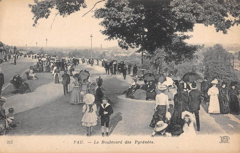 Carte postale ancienne Pau - Le Boulevard Des Pyrenees à Pau