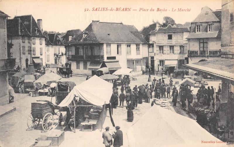 Carte postale ancienne Biarritz - Place Du Bayaa - Le Marche à Biarritz