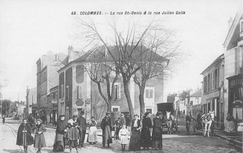 Carte postale ancienne Colombes - La Rue Saint Denis Et La Rue Julien Galle à Colombes