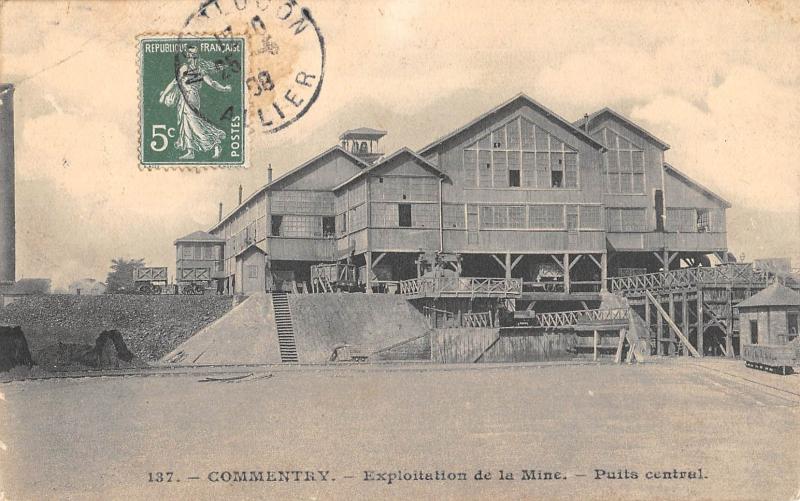Carte postale ancienne Commentry - Exploitation De La Mine - Puits Central à Commentry