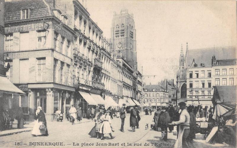 Carte postale ancienne Dunkerque - La Place Jean Bart à Dunkerque