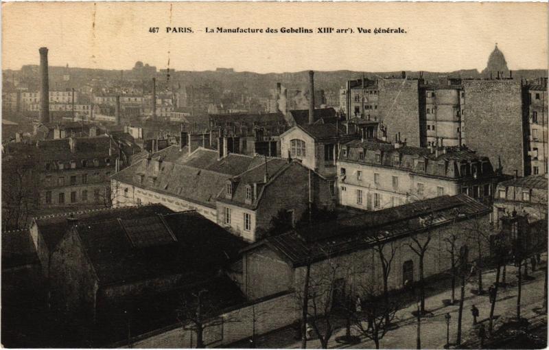 Carte postale ancienne Paris 13e Manufacture des Gobelins vue générale à Paris 13e
