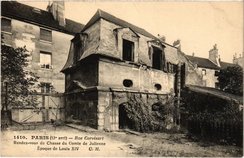 Carte postale ancienne Rue Corvisart - Rendez-vous de Chasse du Comte de Julienne à Paris 13e