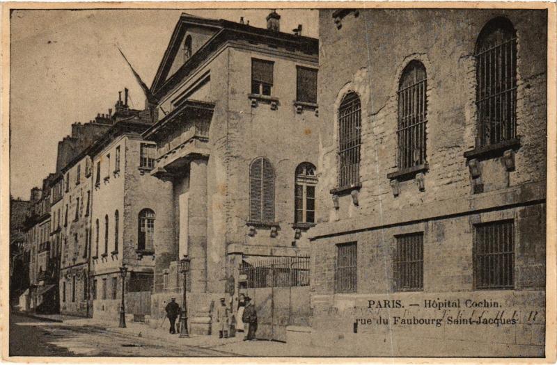 Carte postale ancienne Hôpital Cochin - Rue du Faubourg Saint-Jacques à Paris 14e