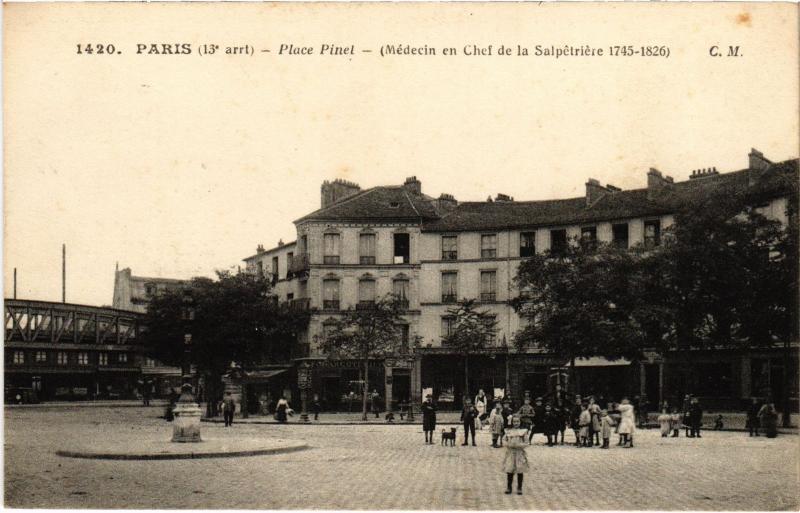 Carte postale ancienne Place Pinel à Paris 13e