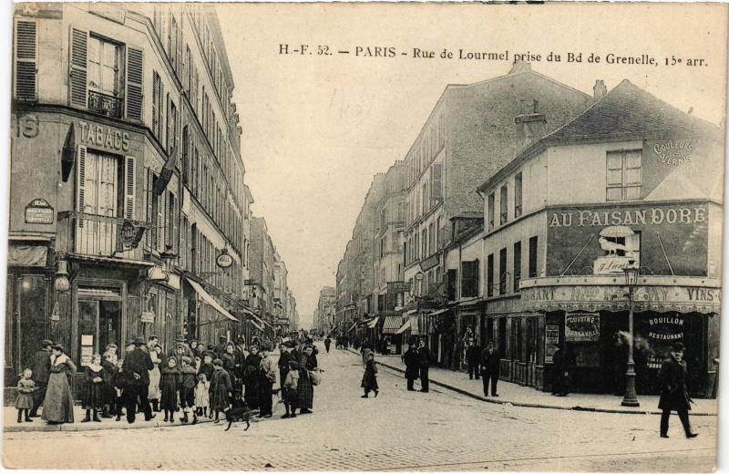 Carte postale ancienne Rue de Lourmel prise du Boulevard de Grenelle à Paris 15e