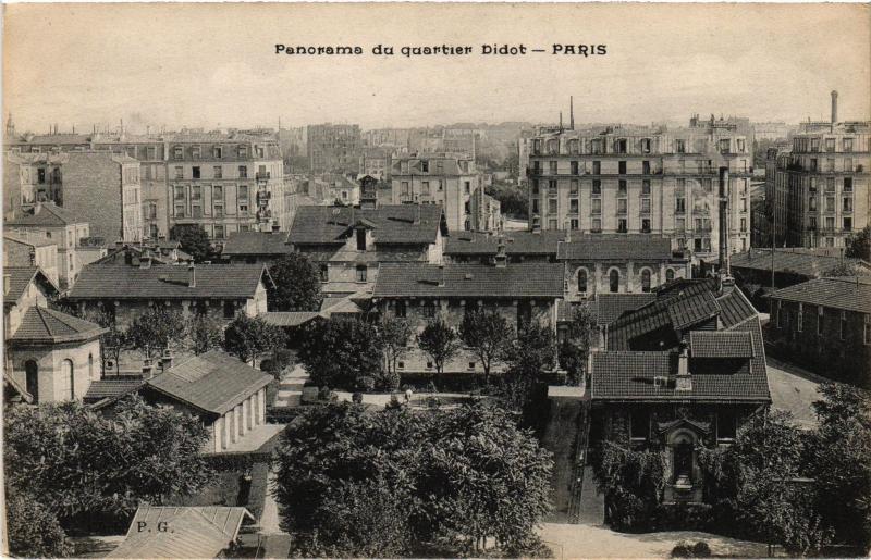 Carte postale ancienne Panorama du quartier Didot à Paris 14e