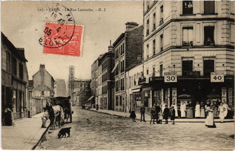 Carte postale ancienne La Rue Lecourbe à Paris 15e