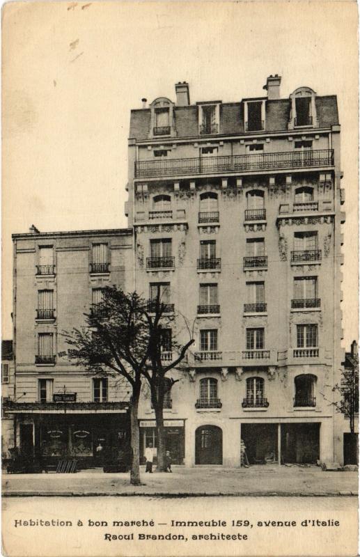 Carte postale ancienne Paris 13e 159, Avenue d'Italie Habitation a bon marché à Paris 13e