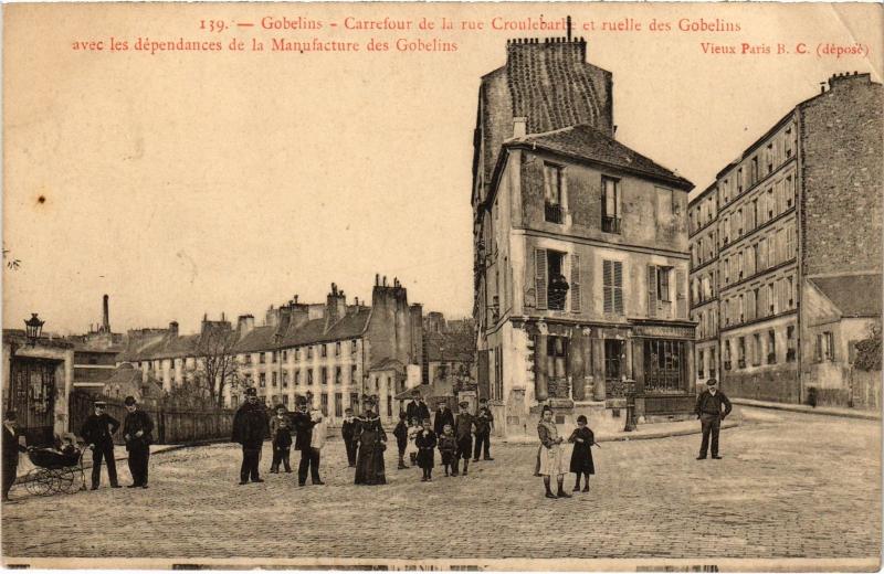 Carte postale ancienne Paris 13e Rue Croulebarbe Ruelle des Gobleins à Paris 13e