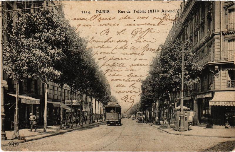 Carte postale ancienne Rue de Tolbiac à Paris 13e