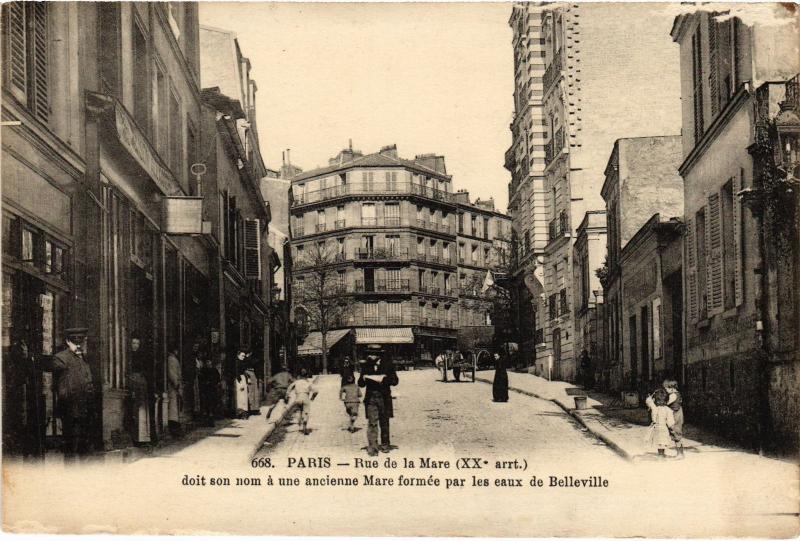 Carte postale ancienne Rue de la Mare à Paris 20e