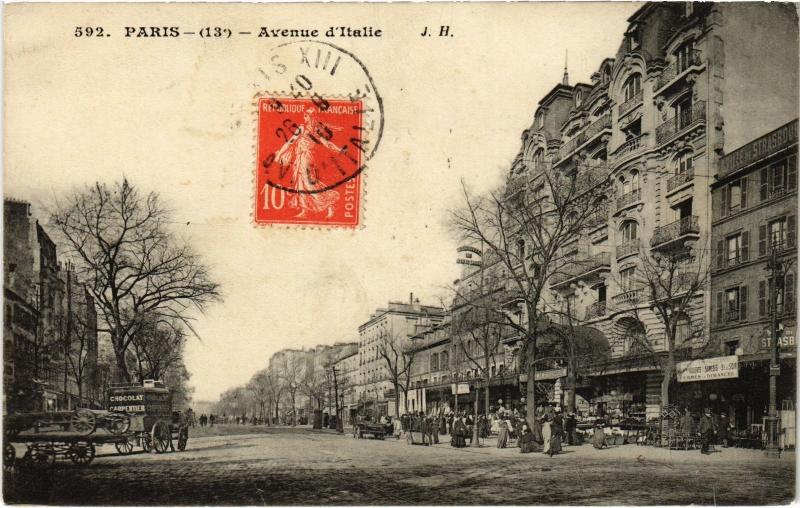 Carte postale ancienne Avenue d'Italie à Paris 13e