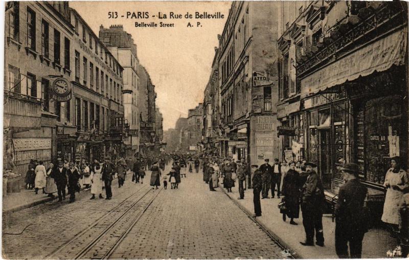 Carte postale ancienne La Rue de Belleville à Paris 19e
