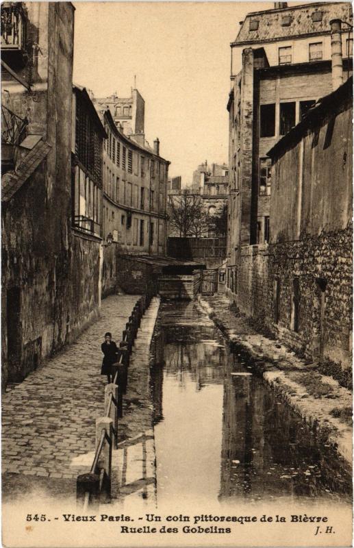 Carte postale ancienne Un coin pittoresque de la Bièvre - Ruelle des Gobelins à Paris 13e