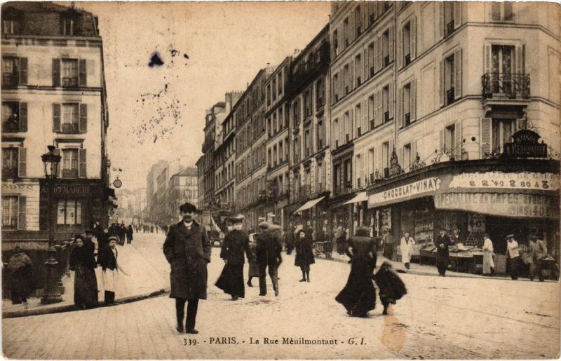 Carte postale ancienne La Rue de Ménilmontant à Paris 20e