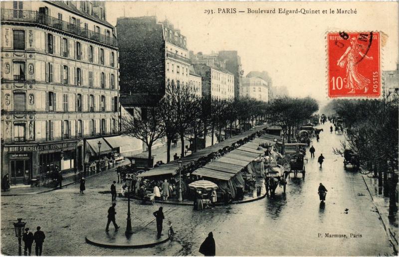 Carte postale ancienne Boulevard Edgard-Quinet et le Marché à Paris 15e