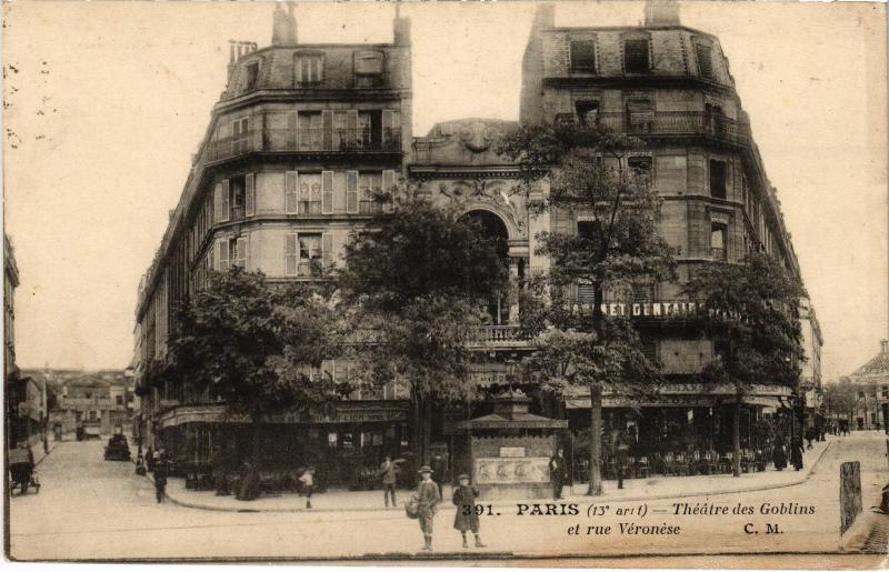 Carte postale ancienne Paris 13e Rue Véronese Theatre des Goblins à Paris 13e