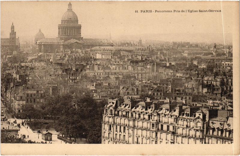 Carte postale ancienne Paris 5e Panorama Eglise Saint-Gervais à Paris 5e