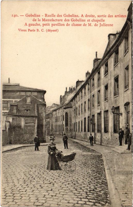 Carte postale ancienne Gobelins - Ruelle des Gobelins à Paris 13e