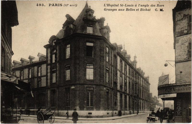 Carte postale ancienne Paris 10e Hopital Saint-Louis Rue Granges-aux-Belles à Paris 10e