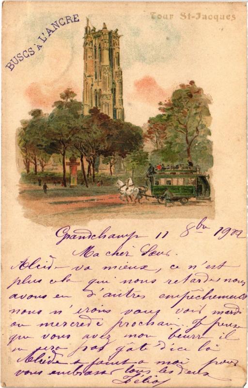 Carte postale ancienne Paris 4e Tour Saint-Jacques à Paris 4e