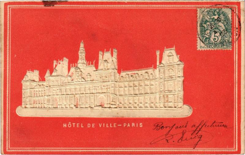 Carte postale ancienne Paris 4e hotel de Ville Embossed à Paris 4e