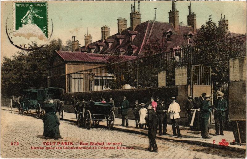 Carte postale ancienne Tout Paris 10e Rue Richat Hopital Saint-Louis à Paris 10e