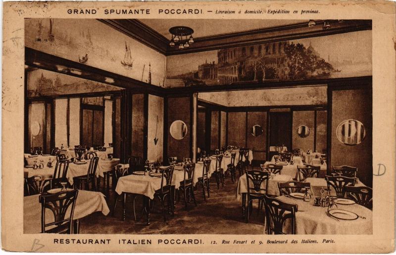 Carte postale ancienne Paris 2e 12, rue Favart Restaurant Italien Poccardi à Paris 2e