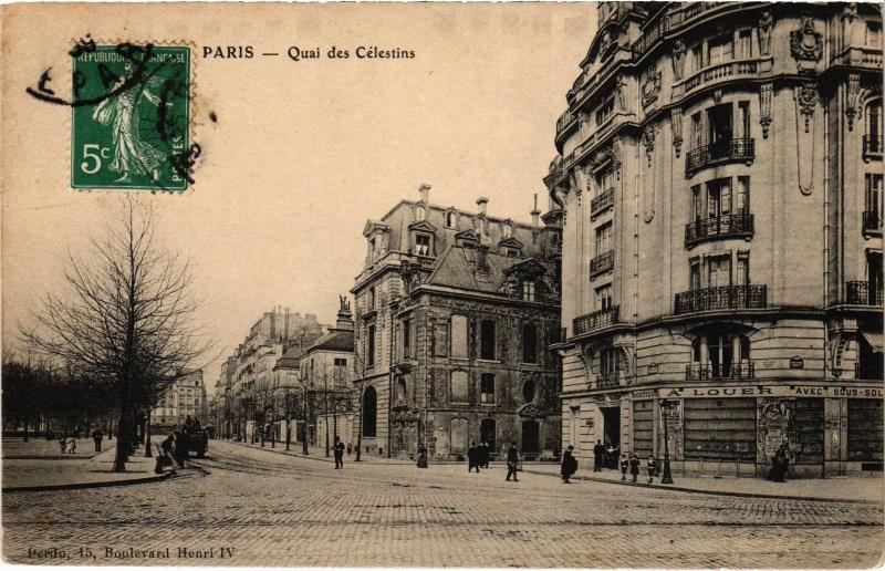 Carte postale ancienne Paris 4e Quai des Célestins à Paris 4e