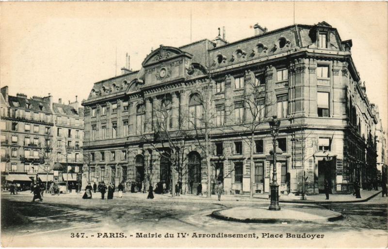 Carte postale ancienne Paris 4e Le Mairie Place Baudoyer à Paris 4e