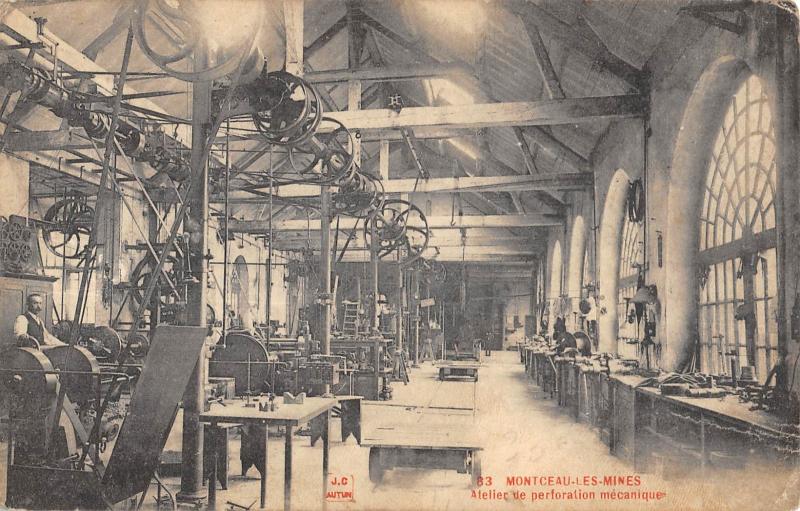 Carte postale ancienne Montceau Les Mines - Atelier De Perforation Mecanique à Montceau-les-Mines