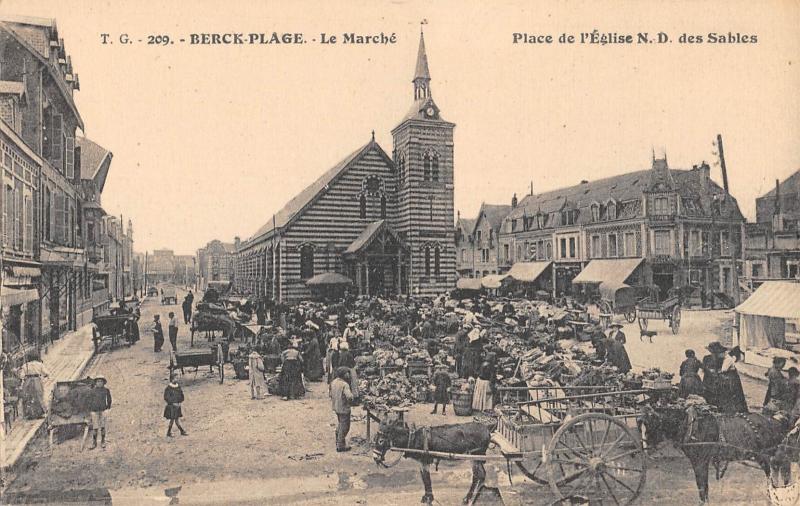 Carte postale ancienne Berck Plage - Le Marche à Berck