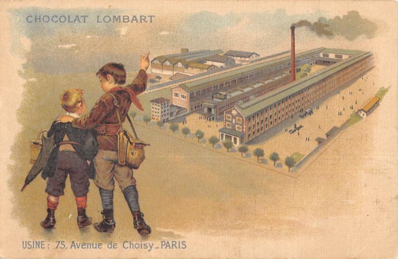 Carte postale ancienne Chocolat Lombart - Usine Avenue de Choisy à Paris 13e