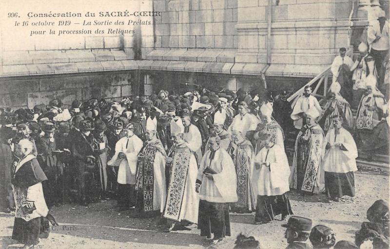 Carte postale ancienne Paris - Consecration Du Sacre Coeur 1919 - La Sortie Des Prelats à Paris