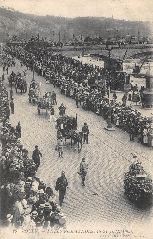 Carte postale ancienne Rouen - Fetes Normandes 1909 - Les Petits Chars à Rouen