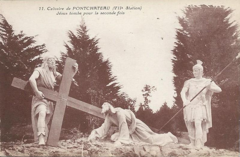 Carte postale ancienne Calvaire de Pontchâteau (VIIe Station) - Jésus tombe pour la seconde fois à Pontchâteau