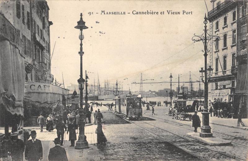 Carte postale ancienne Marseille - Cannebiere Et Vieux Port à Marseille