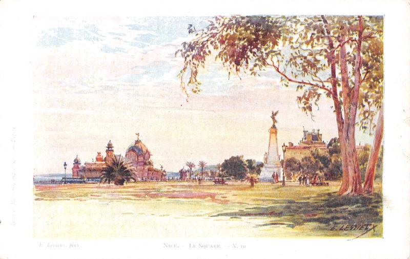 Carte postale ancienne Cpa Illustrateur - Alpes Maritimes - E.lessieux - Nice - Le Square