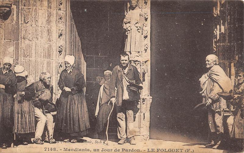 Carte postale ancienne Mendiants - Un Jour De Pardon - Le Folgoet