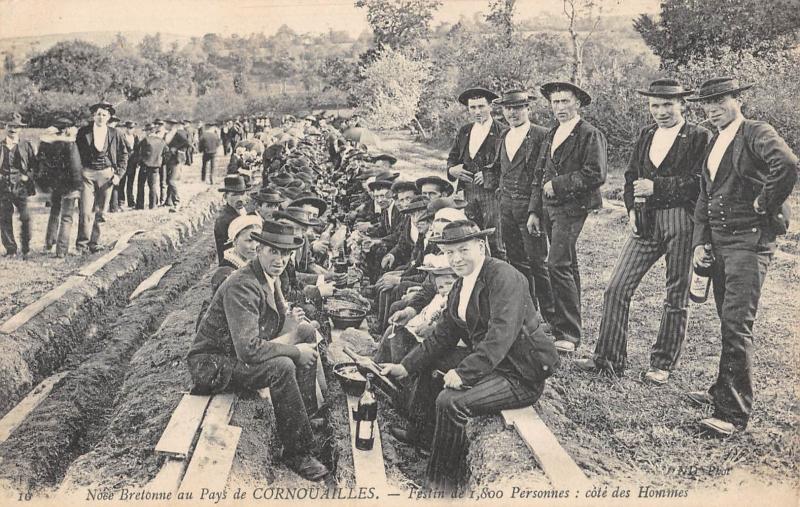Carte postale ancienne Noce Bretonne Au Pays De Cournouailles - Festin De 1800 Personnes