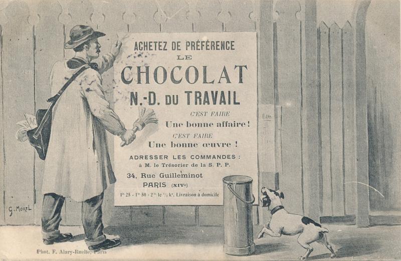 Carte postale ancienne Le Chocolat Notre-Dame du Travail à Paris 14e