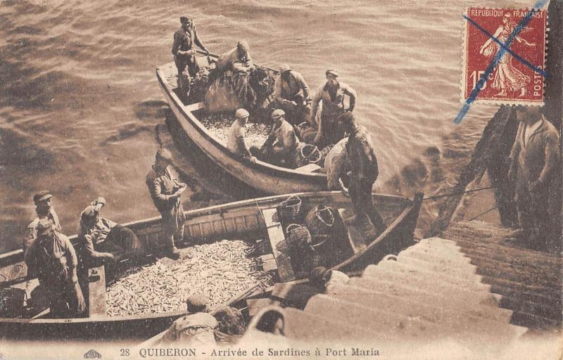 Carte postale ancienne Quiberon - Arrivee Des Sardines A Port Maria à Quiberon