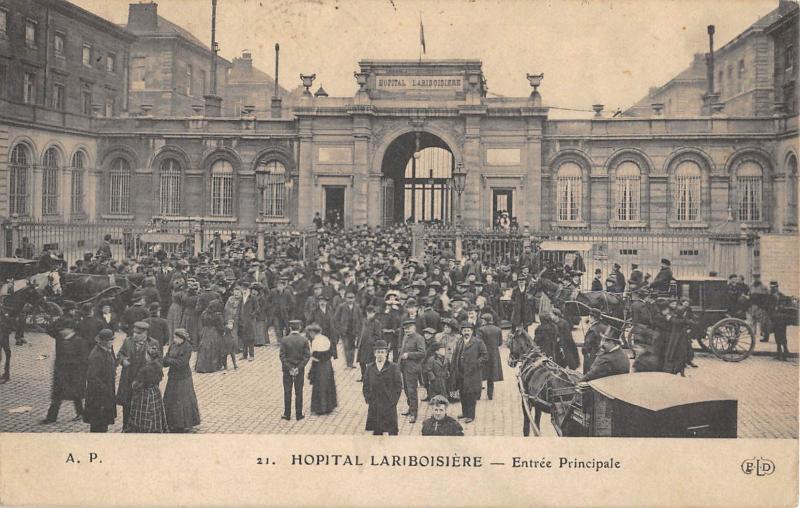Carte postale ancienne Paris - Hopital Lariboisieres - Entree Principale à Paris