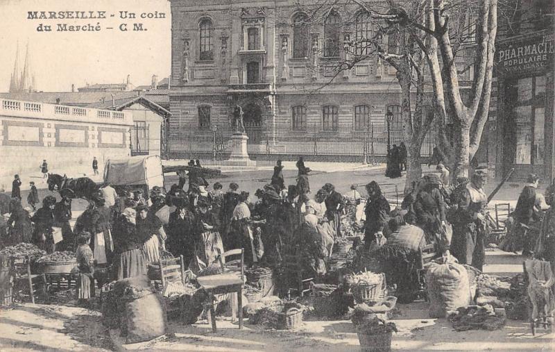 Carte postale ancienne Marseille - Un Coin Du Marche à Marseille